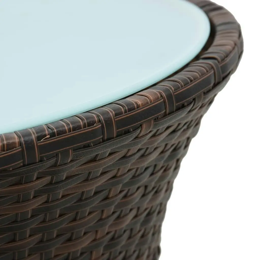 Garden Side Table Drum Shape Brown Poly Rattan 48151