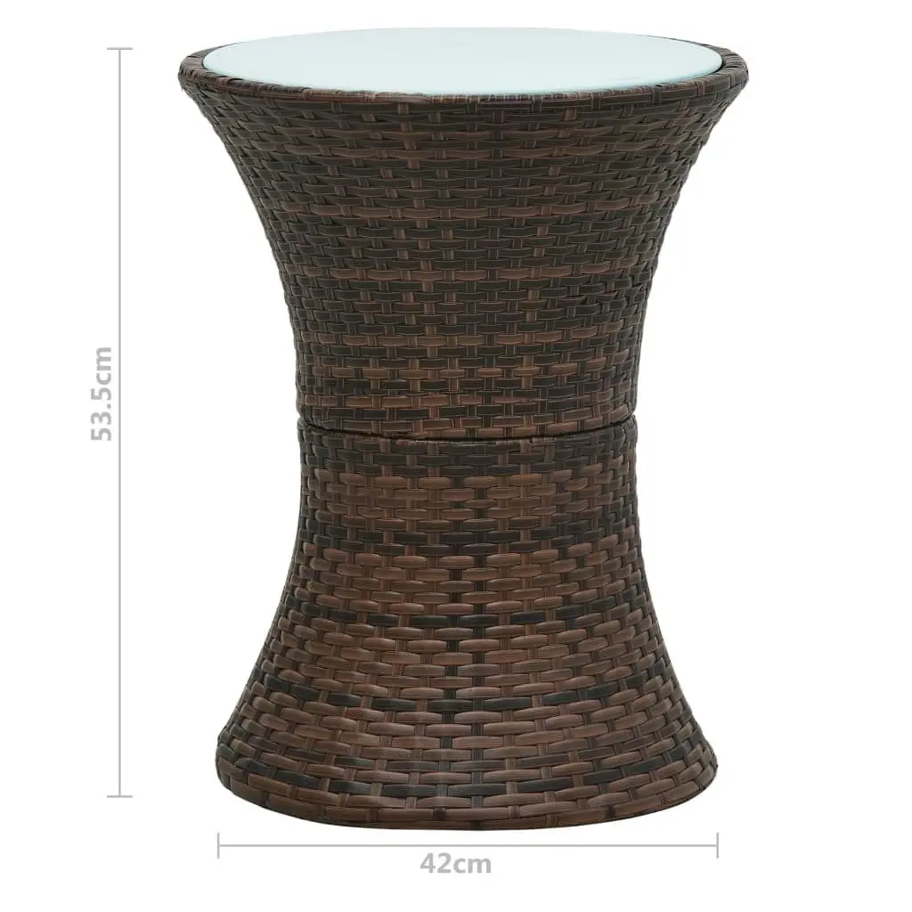 Garden Side Table Drum Shape Brown Poly Rattan 48151