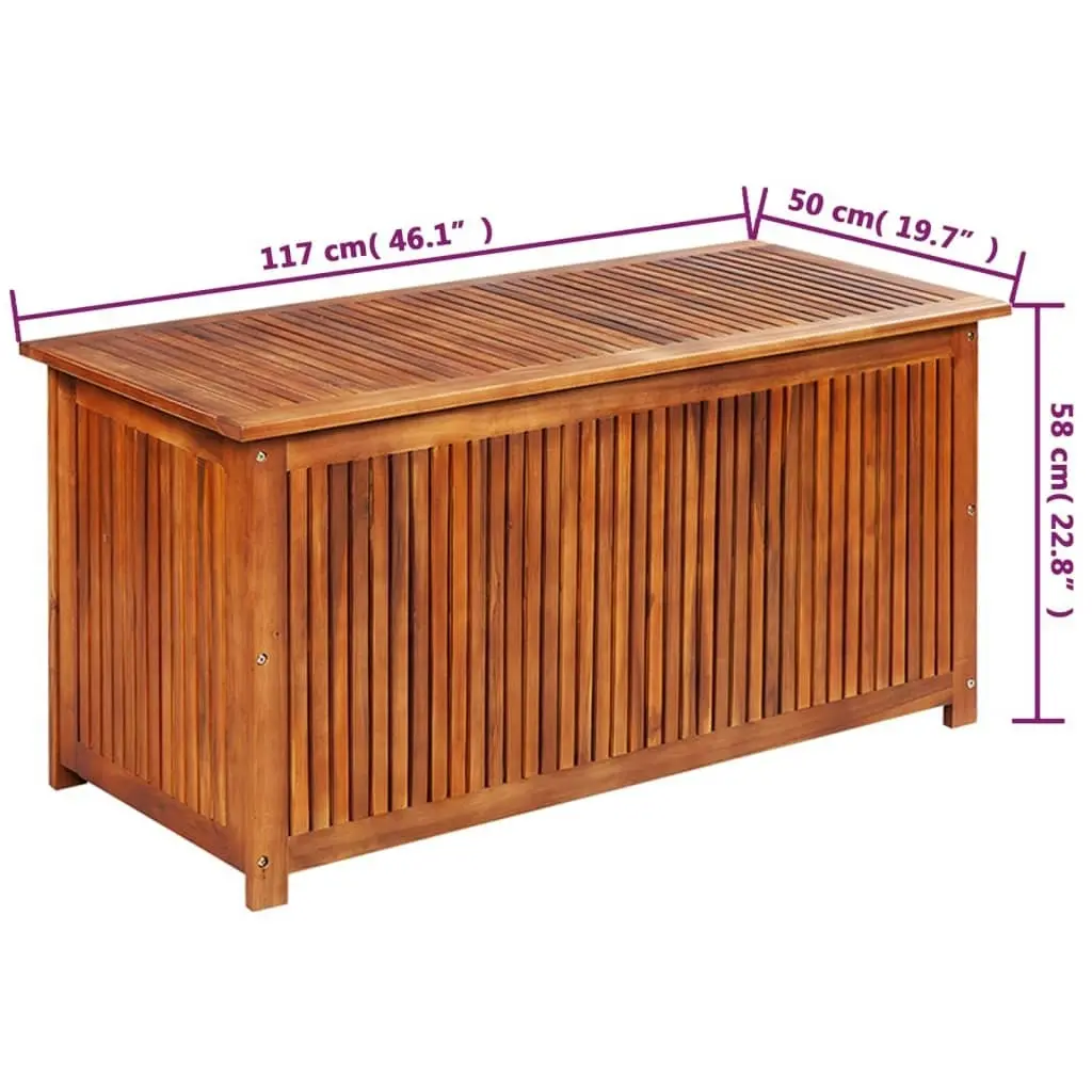 Garden Storage Box 117x50x58 cm Solid Acacia Wood 44127