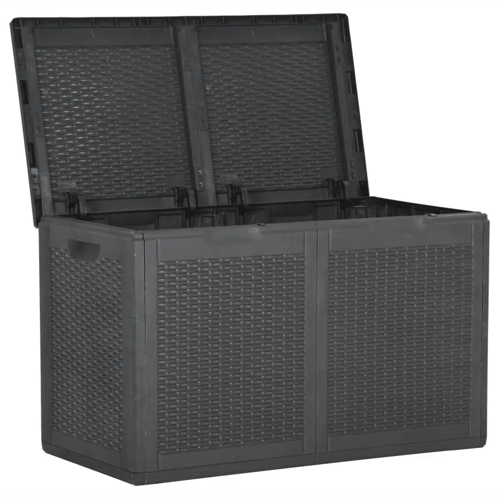 Garden Storage Box 180L Black PP Rattan 151228