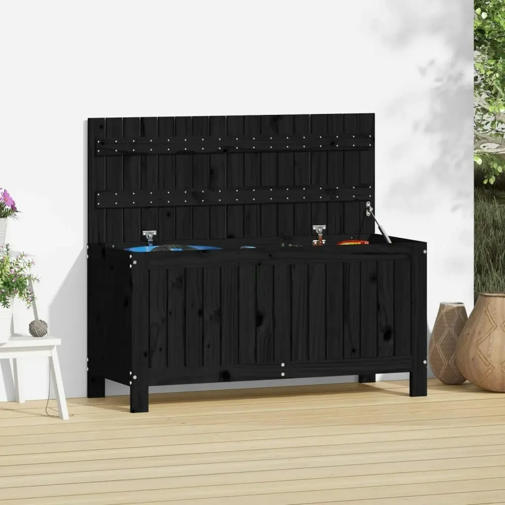 Garden Storage Box Black 108x42.5x54 cm Solid Wood Pine 823833