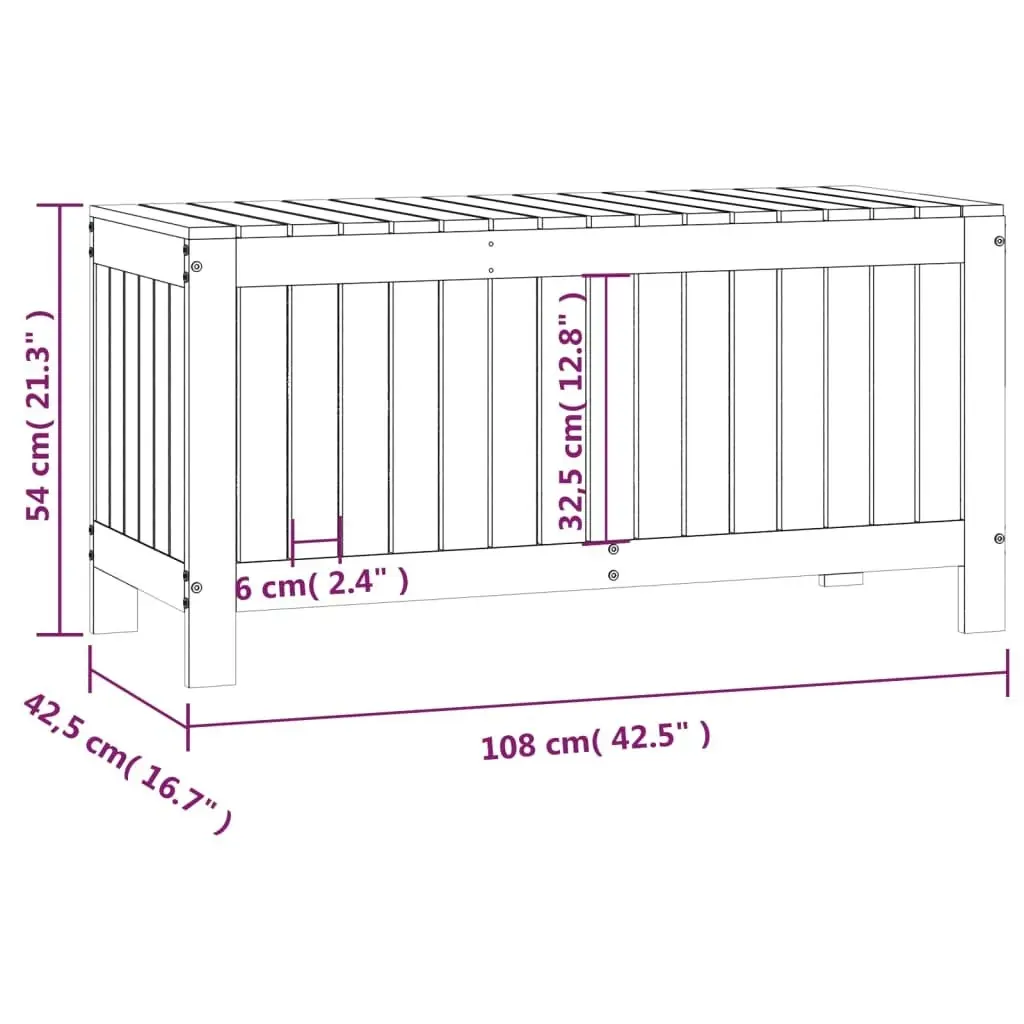 Garden Storage Box Black 108x42.5x54 cm Solid Wood Pine 823833