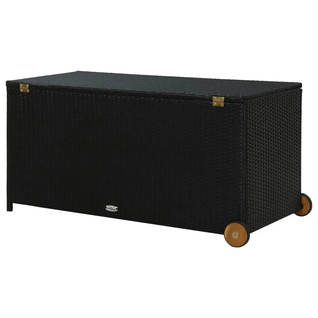 Garden Storage Box Black 120x65x61 cm Poly Rattan 310089