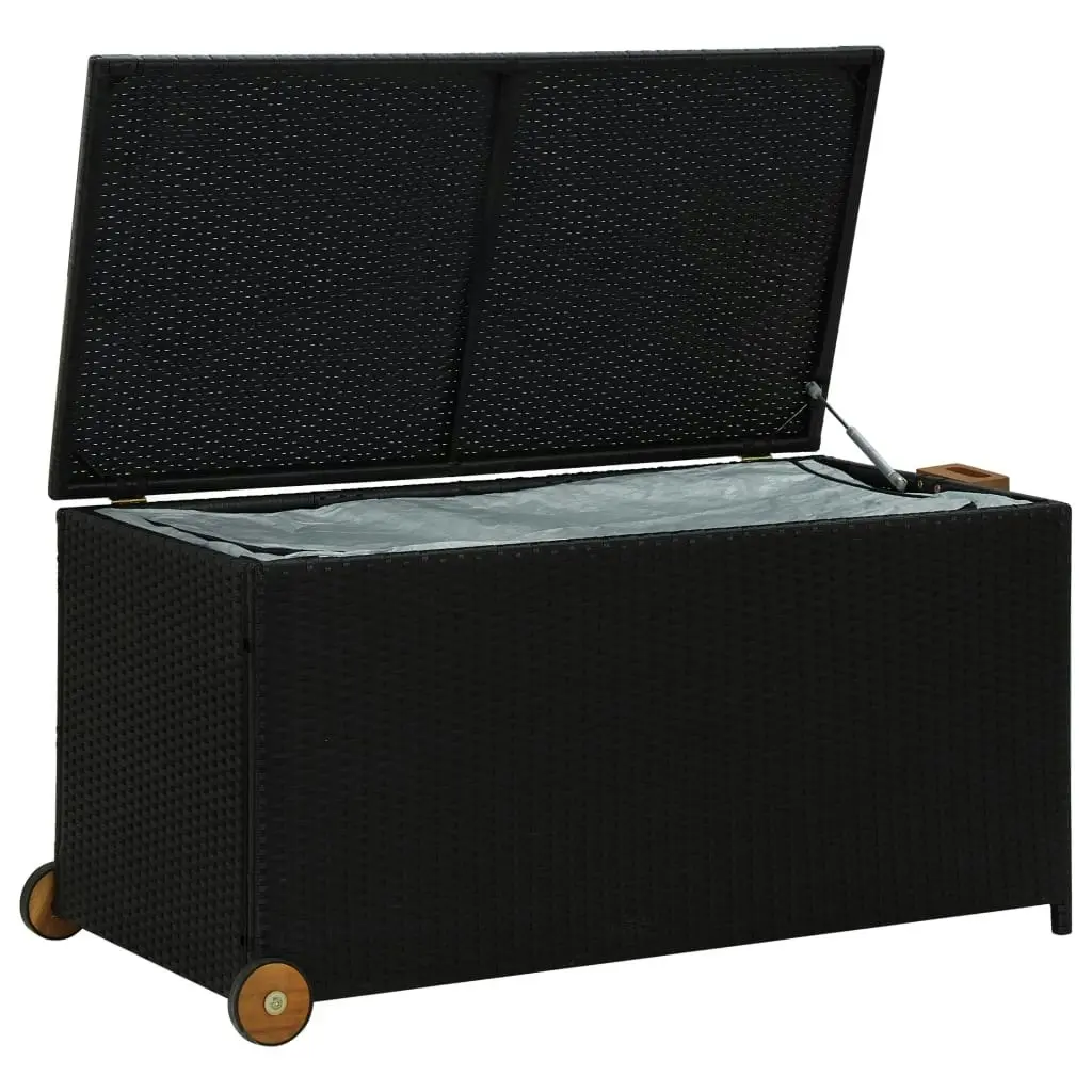 Garden Storage Box Black 120x65x61 cm Poly Rattan 310089