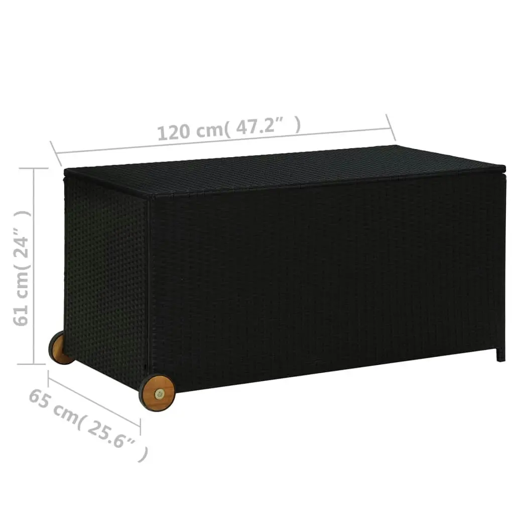 Garden Storage Box Black 120x65x61 cm Poly Rattan 310089