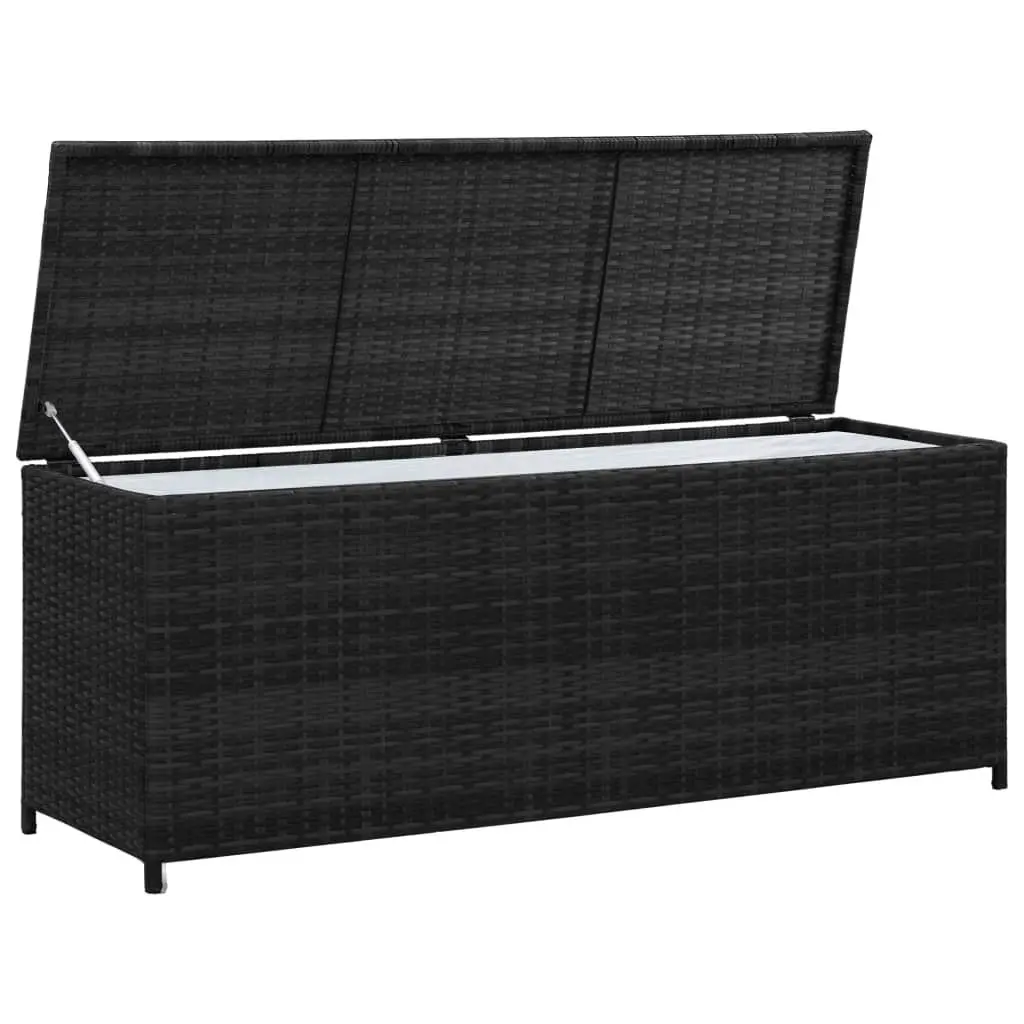 Garden Storage Box Black 150x50x60 cm Poly Rattan 43134