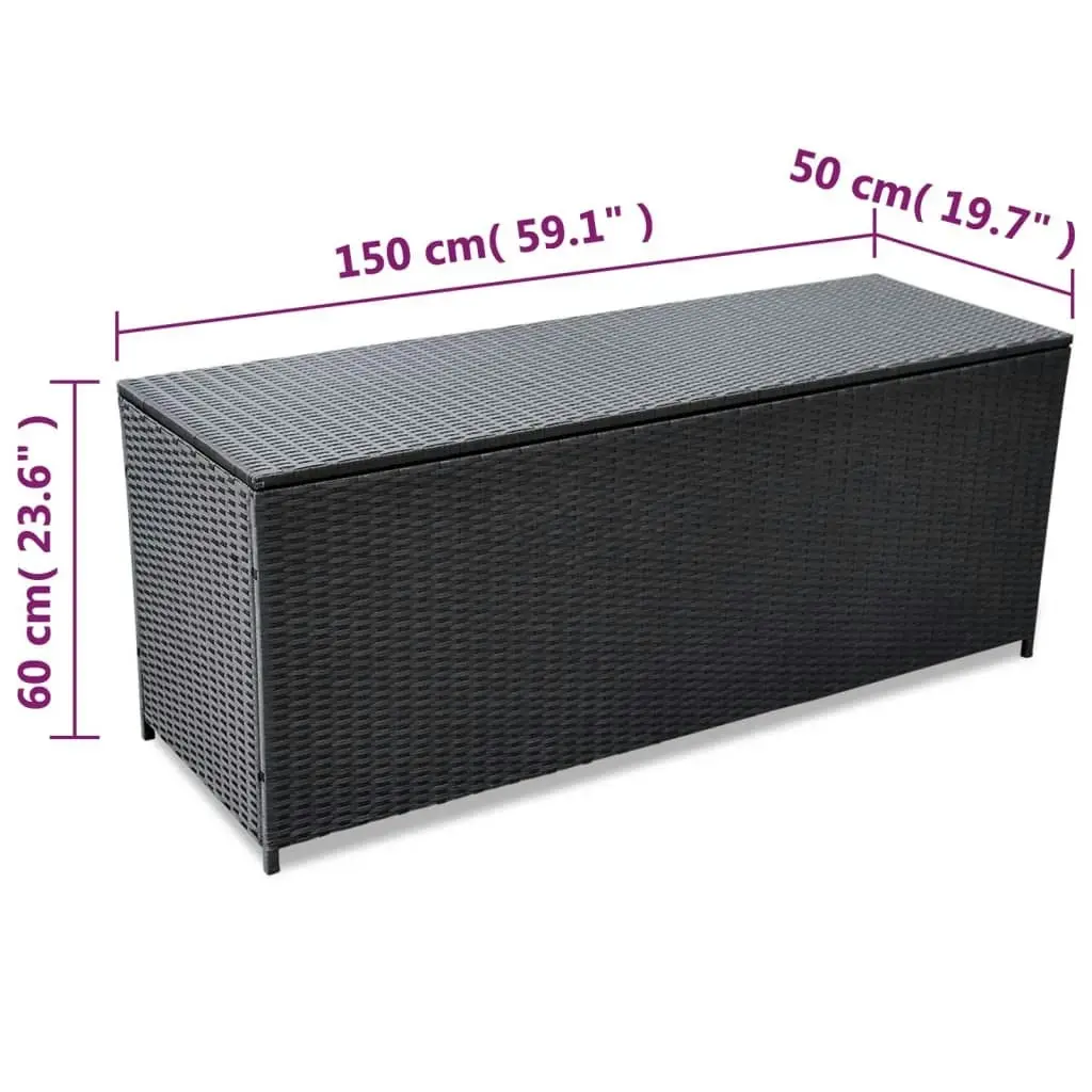 Garden Storage Box Black 150x50x60 cm Poly Rattan 43134