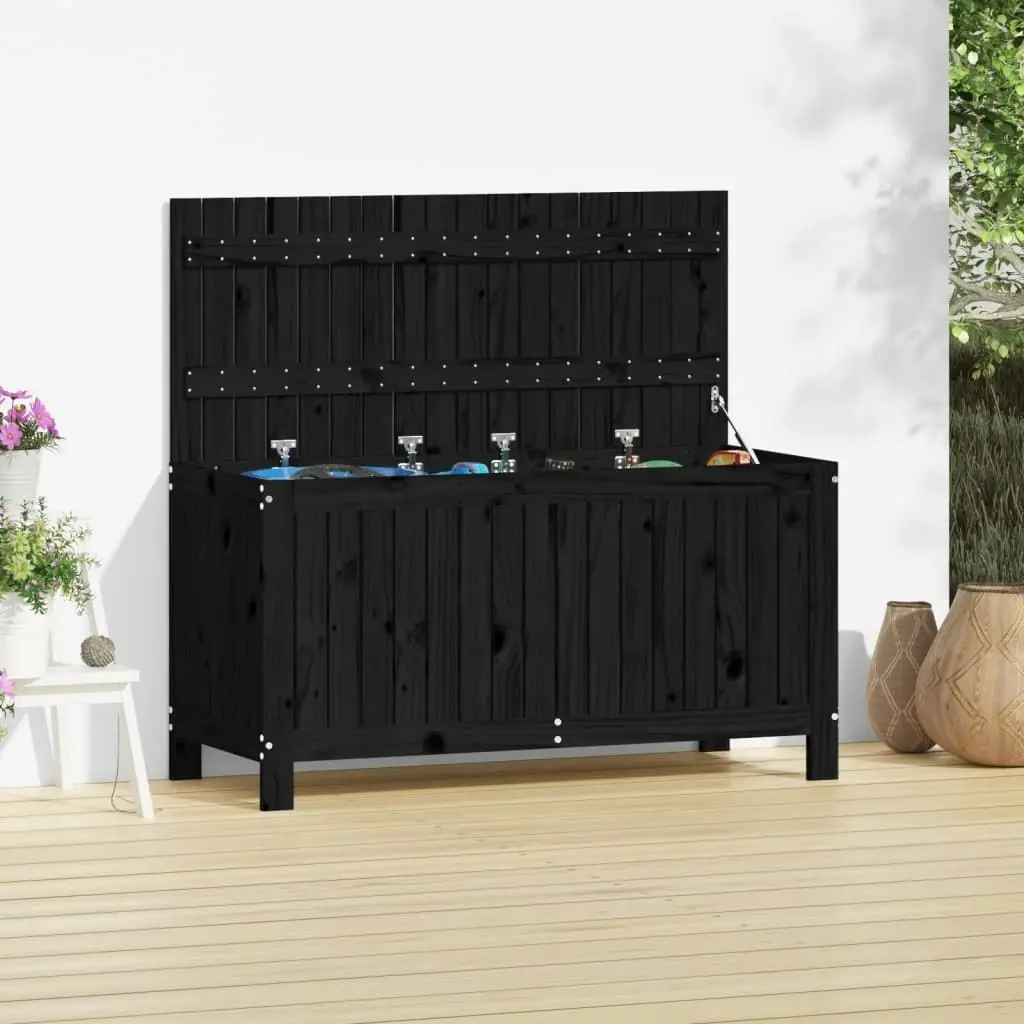 Garden Storage Box Black 115x49x60 cm Solid Wood Pine 823840