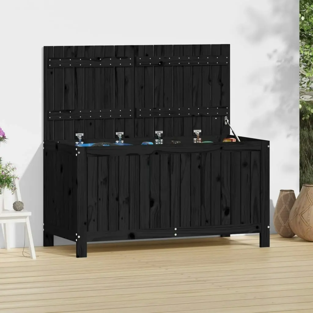 Garden Storage Box Black 121x55x64 cm Solid Wood Pine 823847