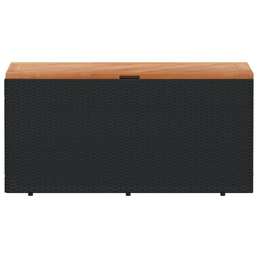 Garden Storage Box Black 110x50x54 cm Poly Rattan Acacia Wood 365955