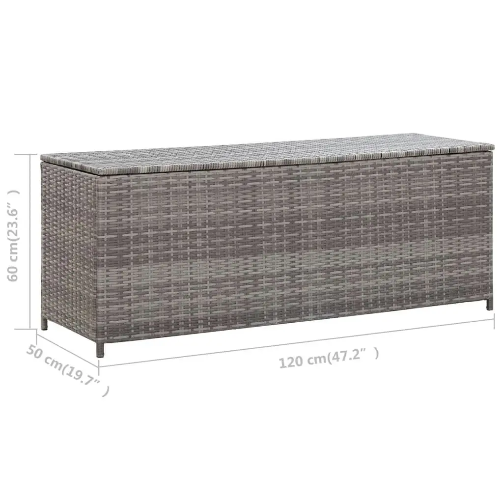 Garden Storage Box Grey 120x50x60 cm Poly Rattan 46460