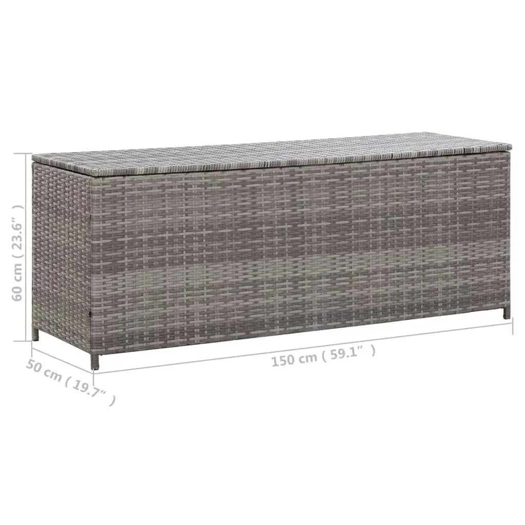 Garden Storage Box Grey 150x50x60 cm Poly Rattan 46462