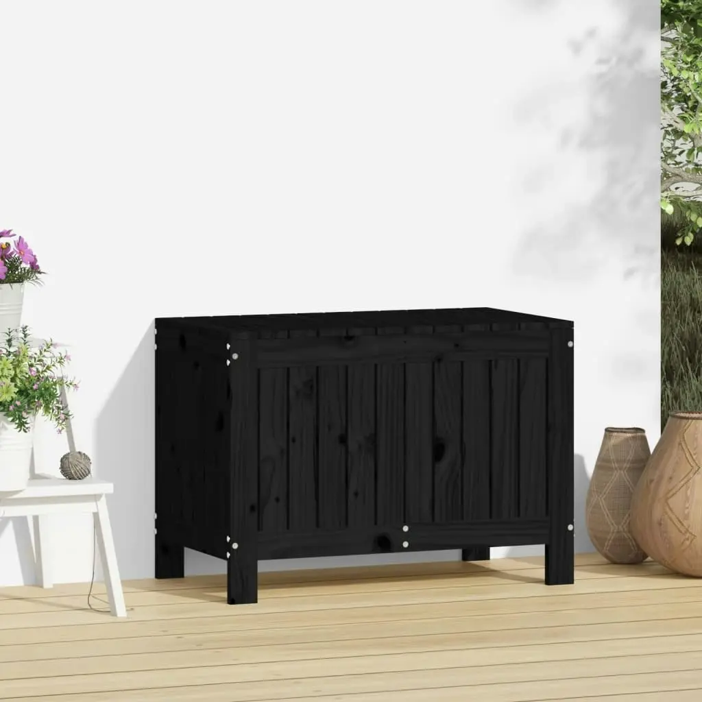 Garden Storage Box Black 76x42.5x54 cm Solid Wood Pine 823826