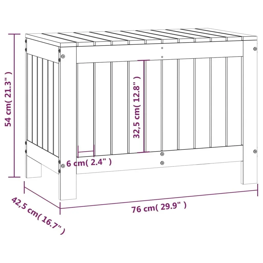 Garden Storage Box Black 76x42.5x54 cm Solid Wood Pine 823826