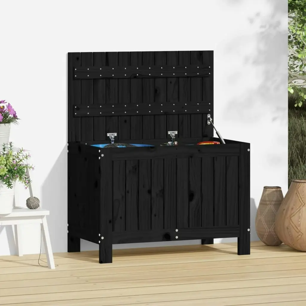 Garden Storage Box Black 76x42.5x54 cm Solid Wood Pine 823826