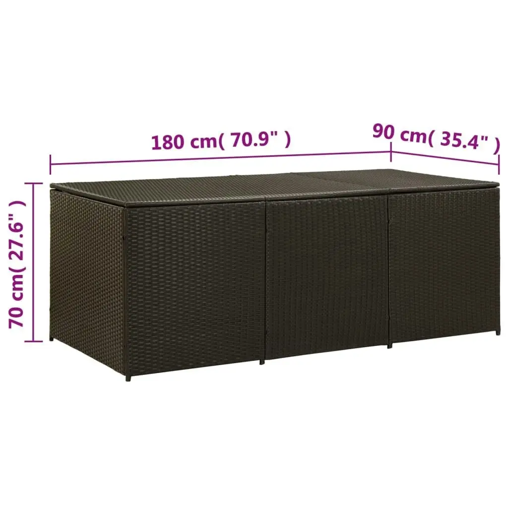 Garden Storage Box Poly Rattan 180x90x70 cm Brown 46478