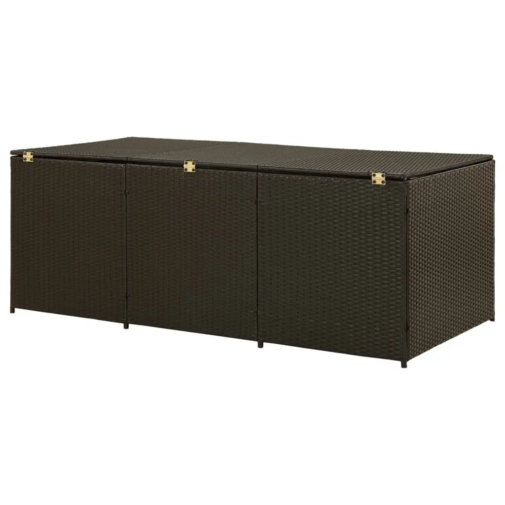 Garden Storage Box Poly Rattan 180x90x70 cm Brown 46478