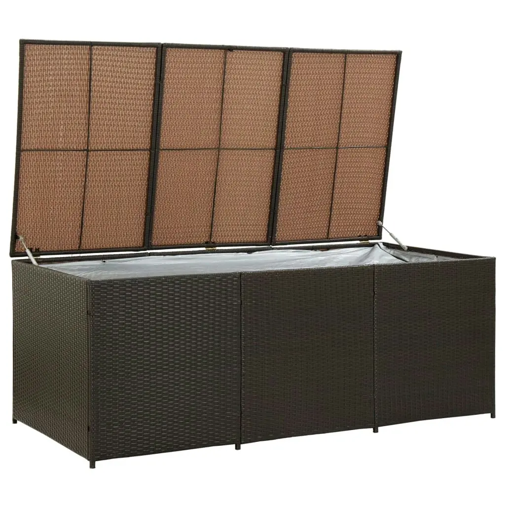 Garden Storage Box Poly Rattan 180x90x70 cm Brown 46478