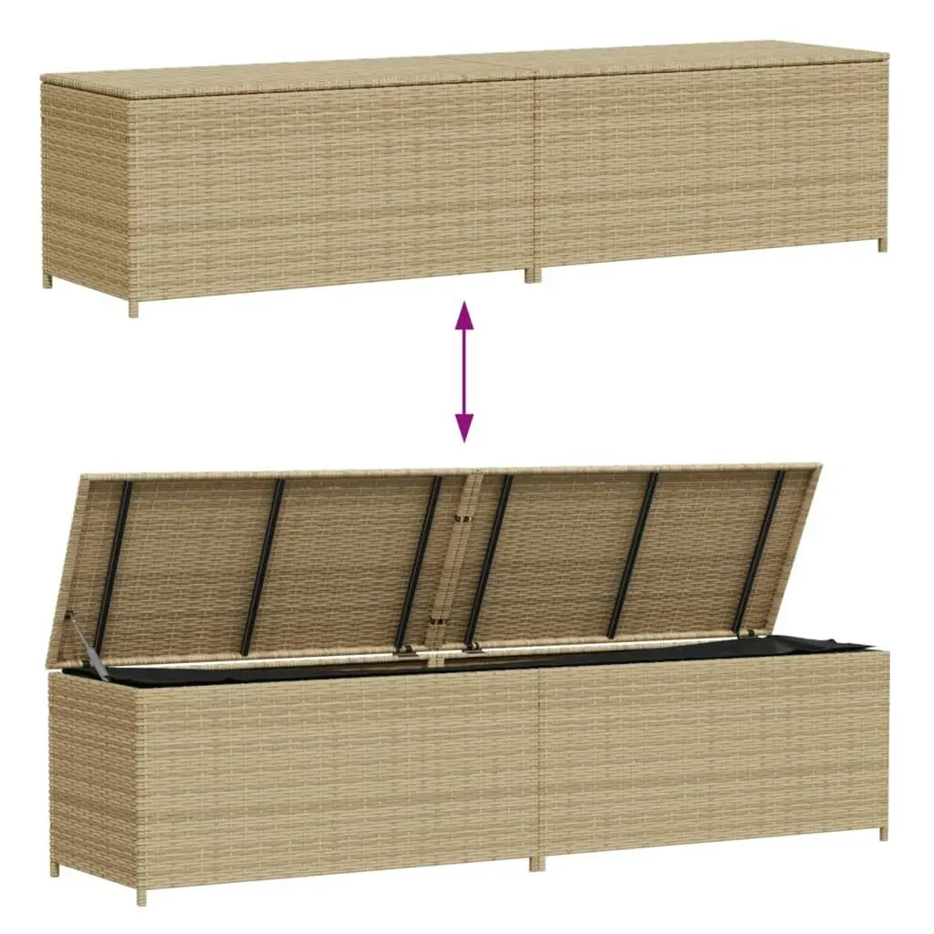 Garden Storage Box Mix Beige 469L Poly Rattan 365331