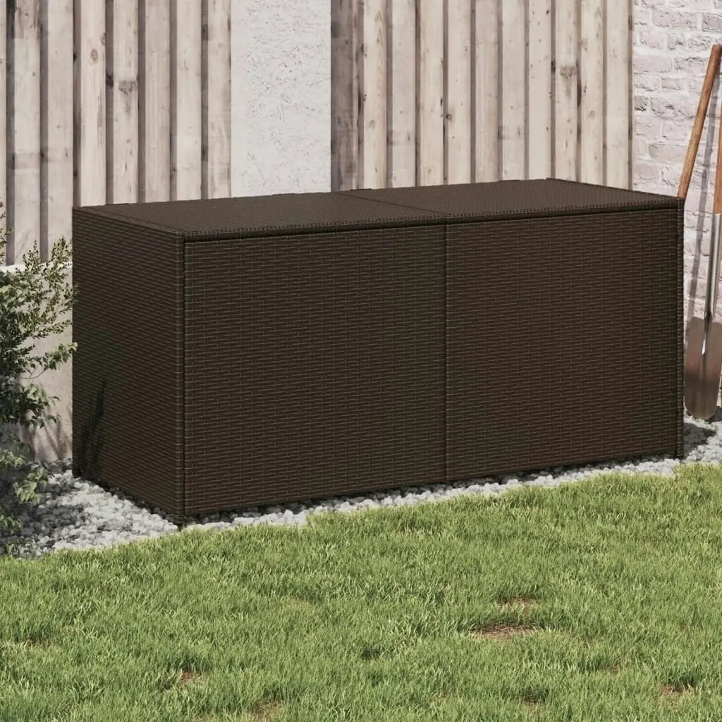 Garden Storage Box Brown 283L Poly Rattan 365313