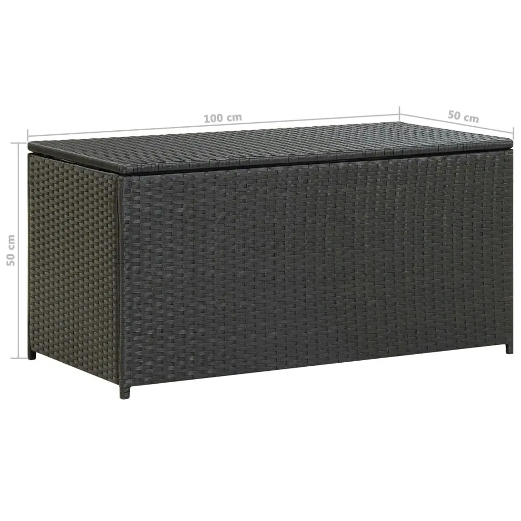 Garden Storage Box Poly Rattan 100x50x50 cm Black 46471