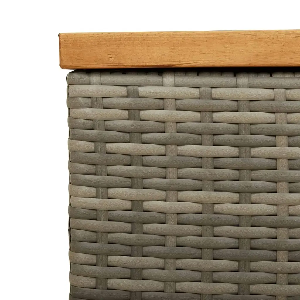 Garden Storage Box Grey 220x50x54 cm Poly Rattan Acacia Wood 365959