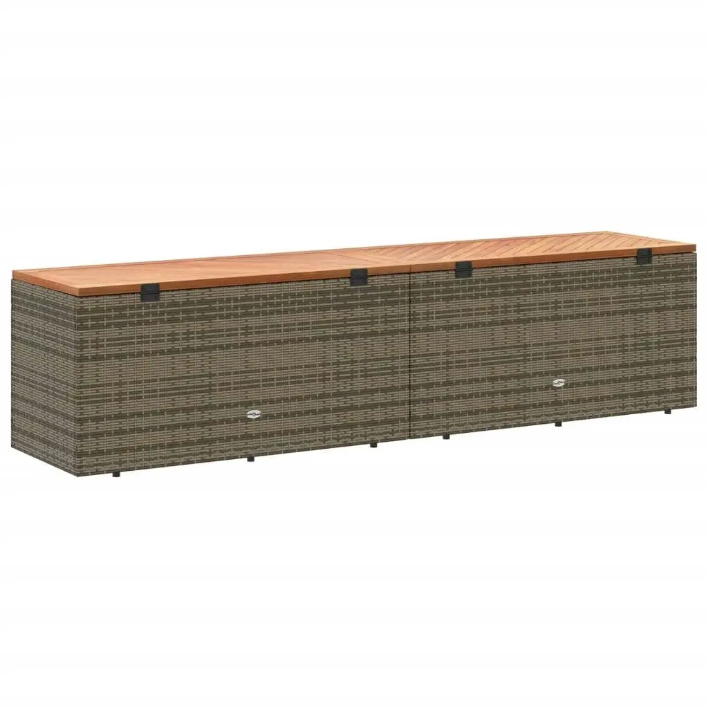 Garden Storage Box Grey 220x50x54 cm Poly Rattan Acacia Wood 365959