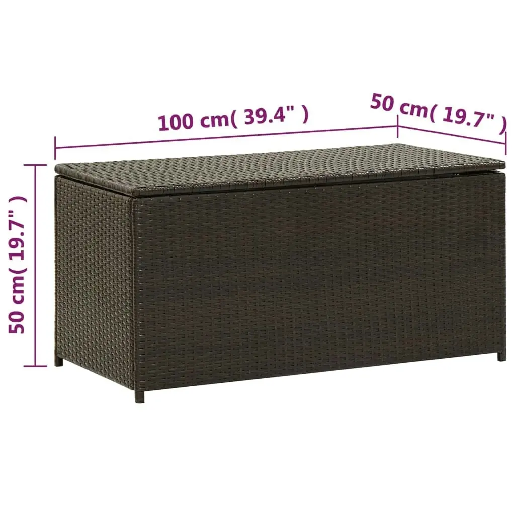 Garden Storage Box Poly Rattan 100x50x50 cm Brown 46472