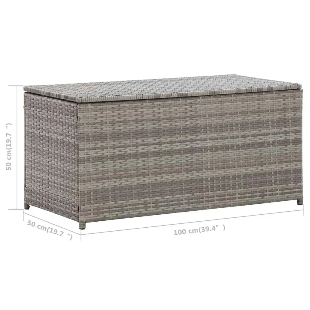 Garden Storage Box Poly Rattan 100x50x50 cm Grey 46473