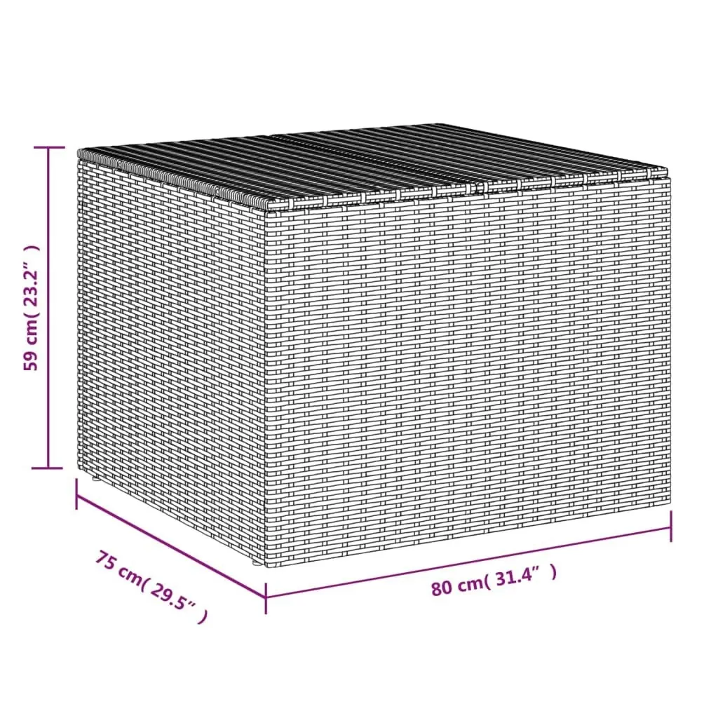 Garden Storage Box Grey 291L Poly Rattan 365338