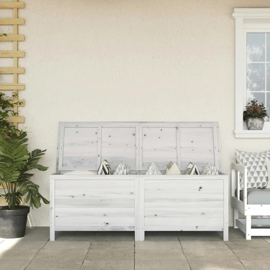 Garden Storage Box White 150x50x56.5 cm Solid Wood Fir 364757