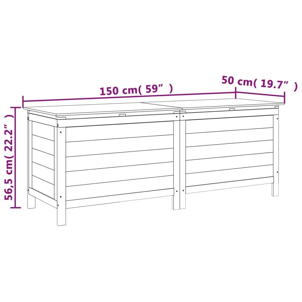 Garden Storage Box White 150x50x56.5 cm Solid Wood Fir 364757