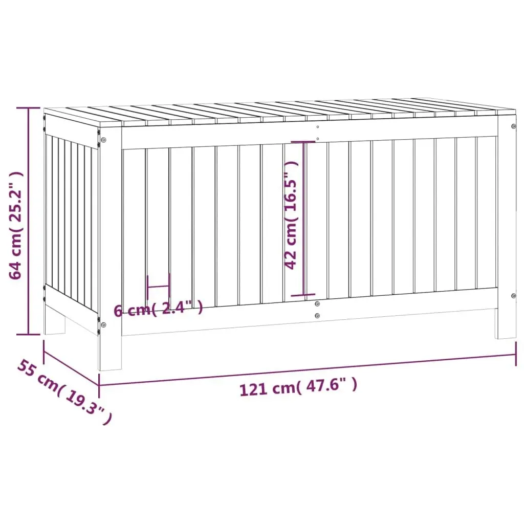 Garden Storage Box White 121x55x64 cm Solid Wood Pine 823844