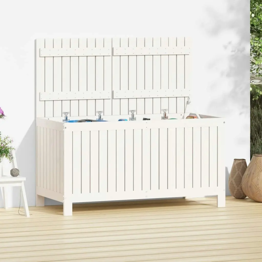 Garden Storage Box White 121x55x64 cm Solid Wood Pine 823844