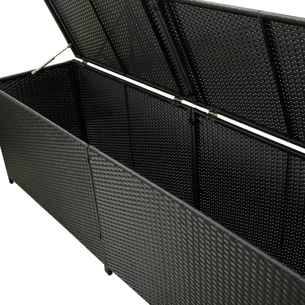 Garden Storage Box Poly Rattan 200x50x60 cm Black 46474