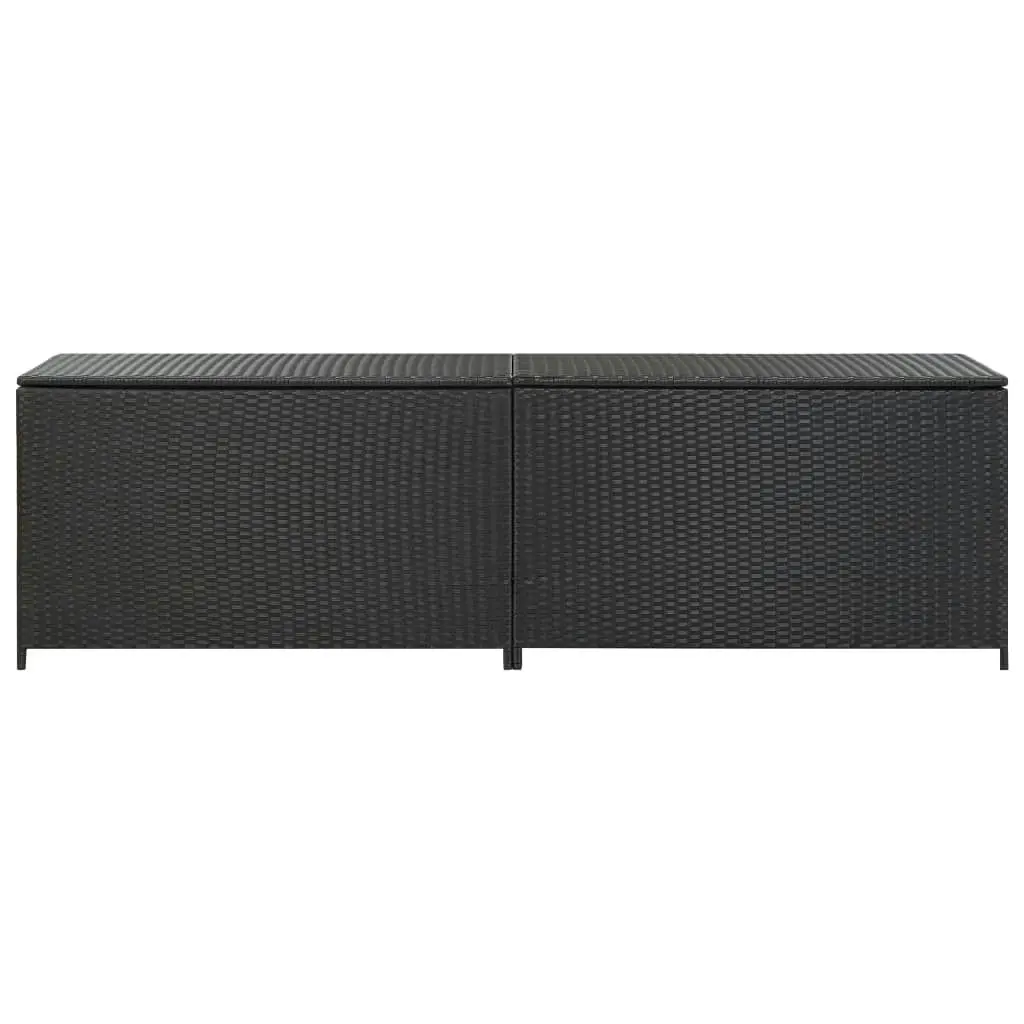 Garden Storage Box Poly Rattan 200x50x60 cm Black 46474