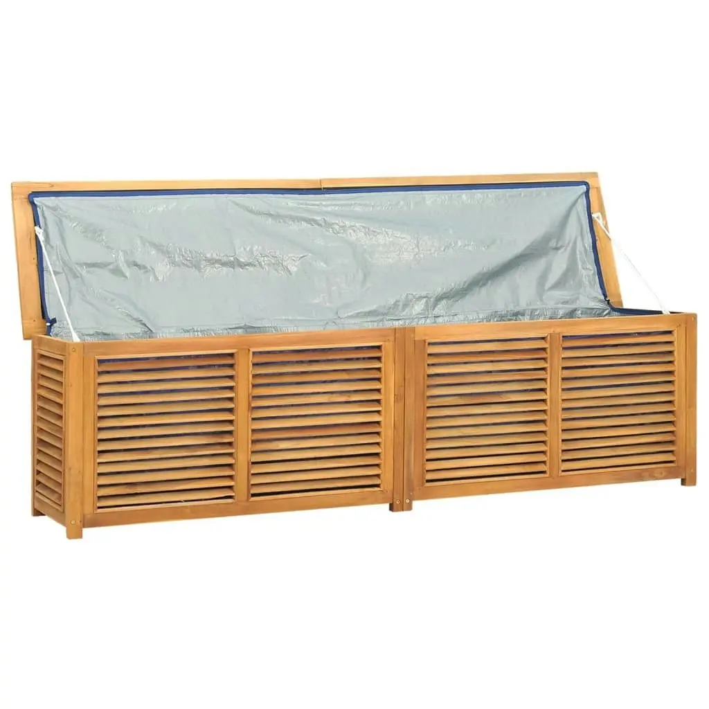 Garden Storage Box with Bag 200x50x53 cm Solid Wood Teak 363274