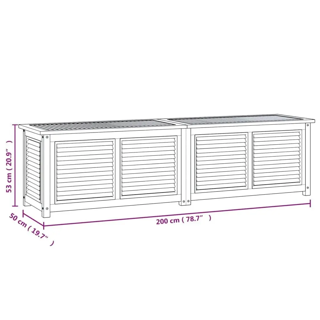 Garden Storage Box with Bag 200x50x53 cm Solid Wood Teak 363274