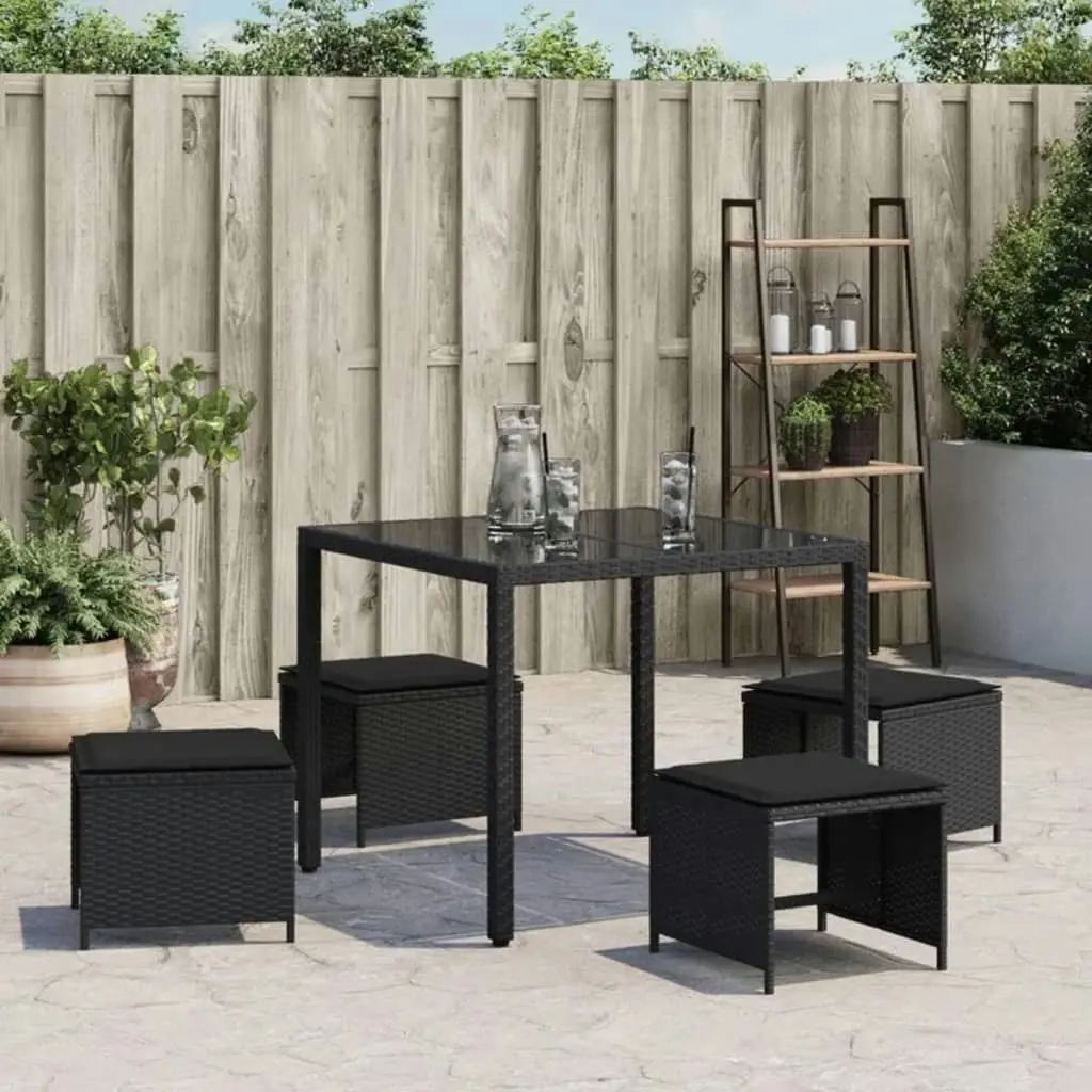 Garden Stools with Cushions 4 pcs Black 41x41x36 cm Poly Rattan 365042