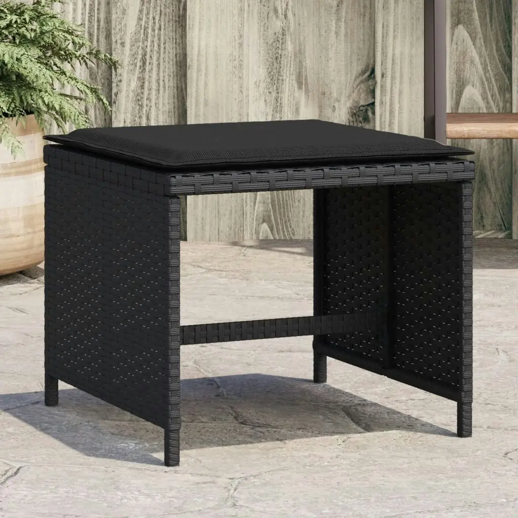 Garden Stools with Cushions 4 pcs Black 41x41x36 cm Poly Rattan 365042