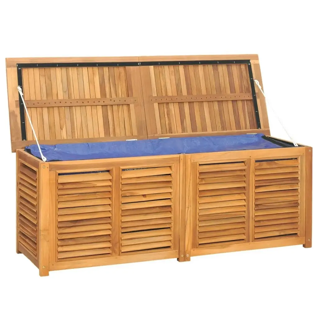 Garden Storage Box with Bag 150x50x53 cm Solid Wood Teak 363272