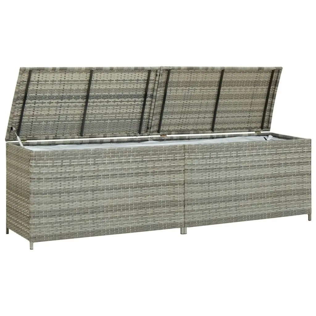 Garden Storage Box Poly Rattan 200x50x60 cm Grey 46476