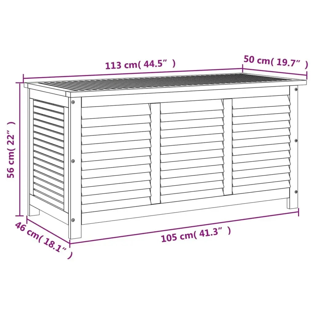 Garden Storage Box with Louver 113x50x56 cm Solid Wood Acacia 365841