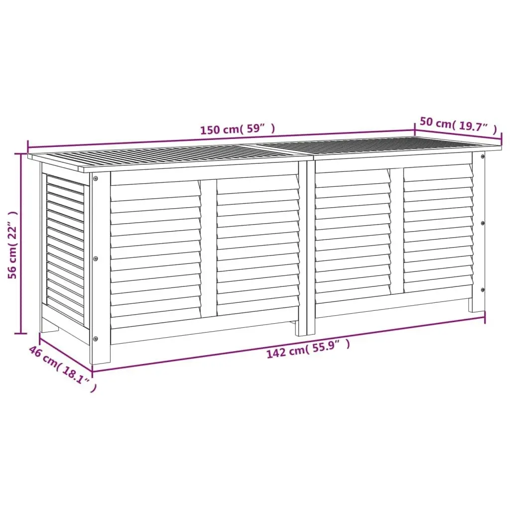 Garden Storage Box with Louver 150x50x56 cm Solid Wood Acacia 365842