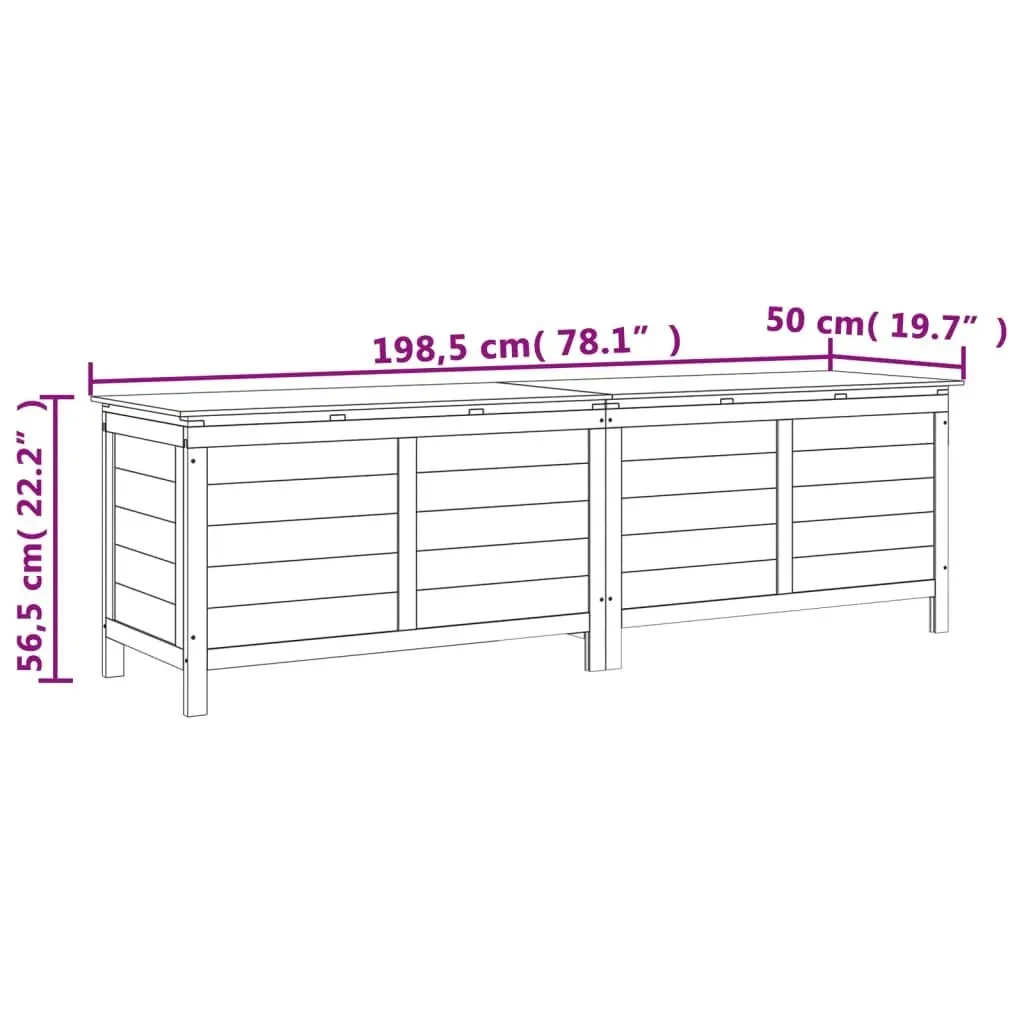 Garden Storage Box White 198.5x50x56.5 cm Solid Wood Fir 364761