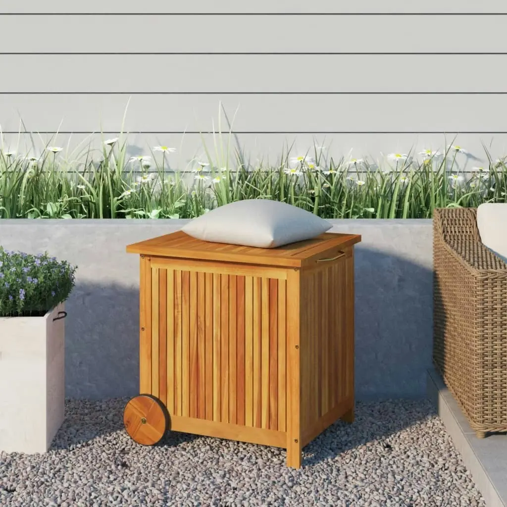 Garden Storage Box with Wheels 60x50x58 cm Solid Wood Acacia 319710