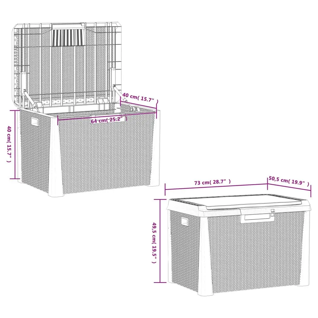 Garden Storage Box with Seat Cushion Anthracite 125 L PP 364211