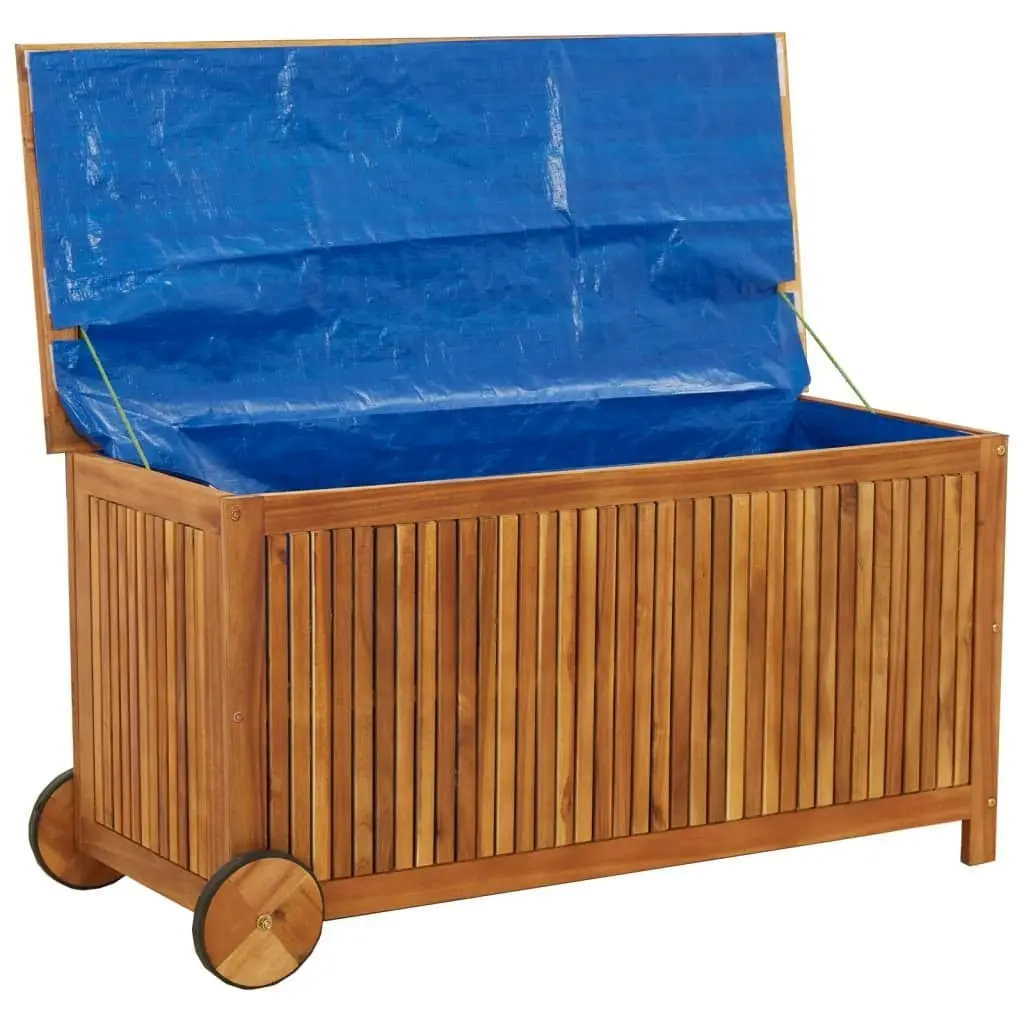 Garden Storage Box with Wheels 113x50x58 cm Solid Wood Acacia 319712