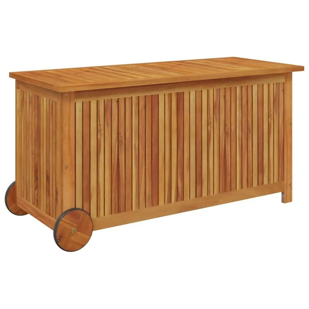 Garden Storage Box with Wheels 113x50x58 cm Solid Wood Acacia 319712