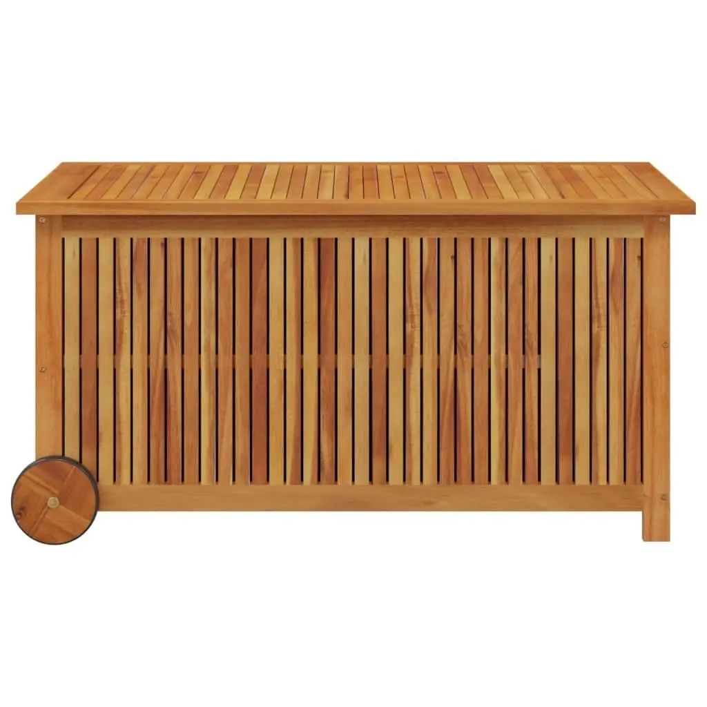 Garden Storage Box with Wheels 113x50x58 cm Solid Wood Acacia 319712